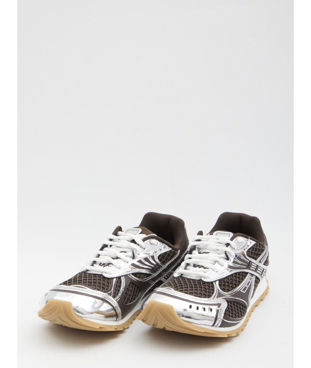 BOTTEGA VENETA Коричневые текстильные низкие кроссовки / кеды, фото 2