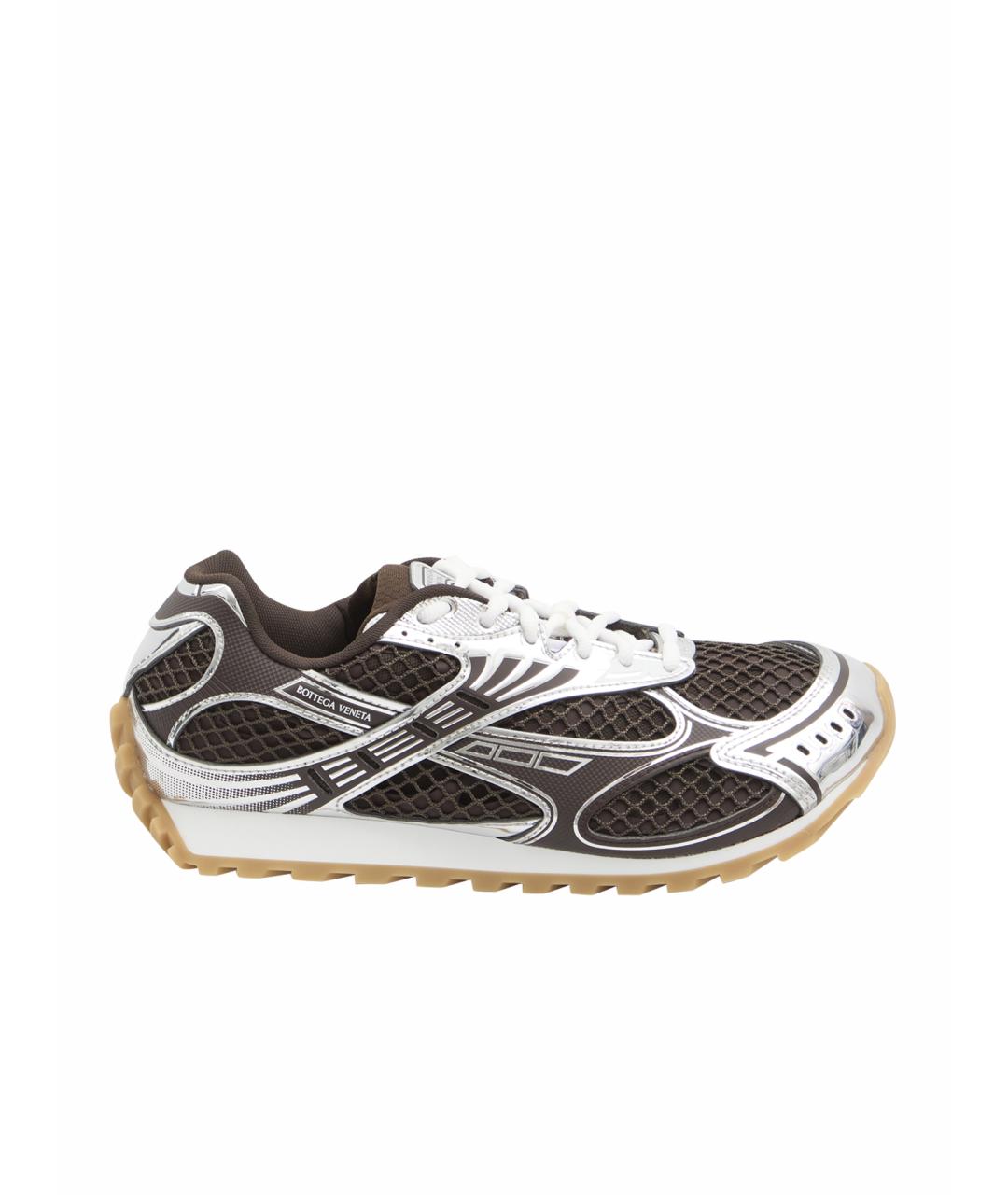 BOTTEGA VENETA Коричневые текстильные низкие кроссовки / кеды, фото 1