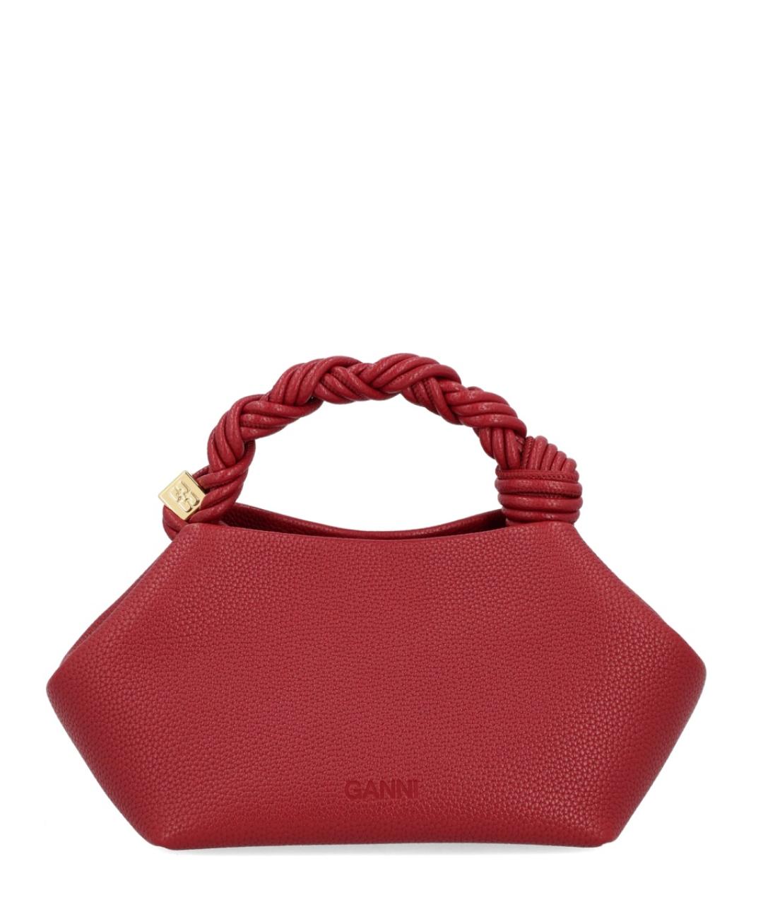 GANNI Бордовая синтетическая сумка с короткими ручками, фото 3