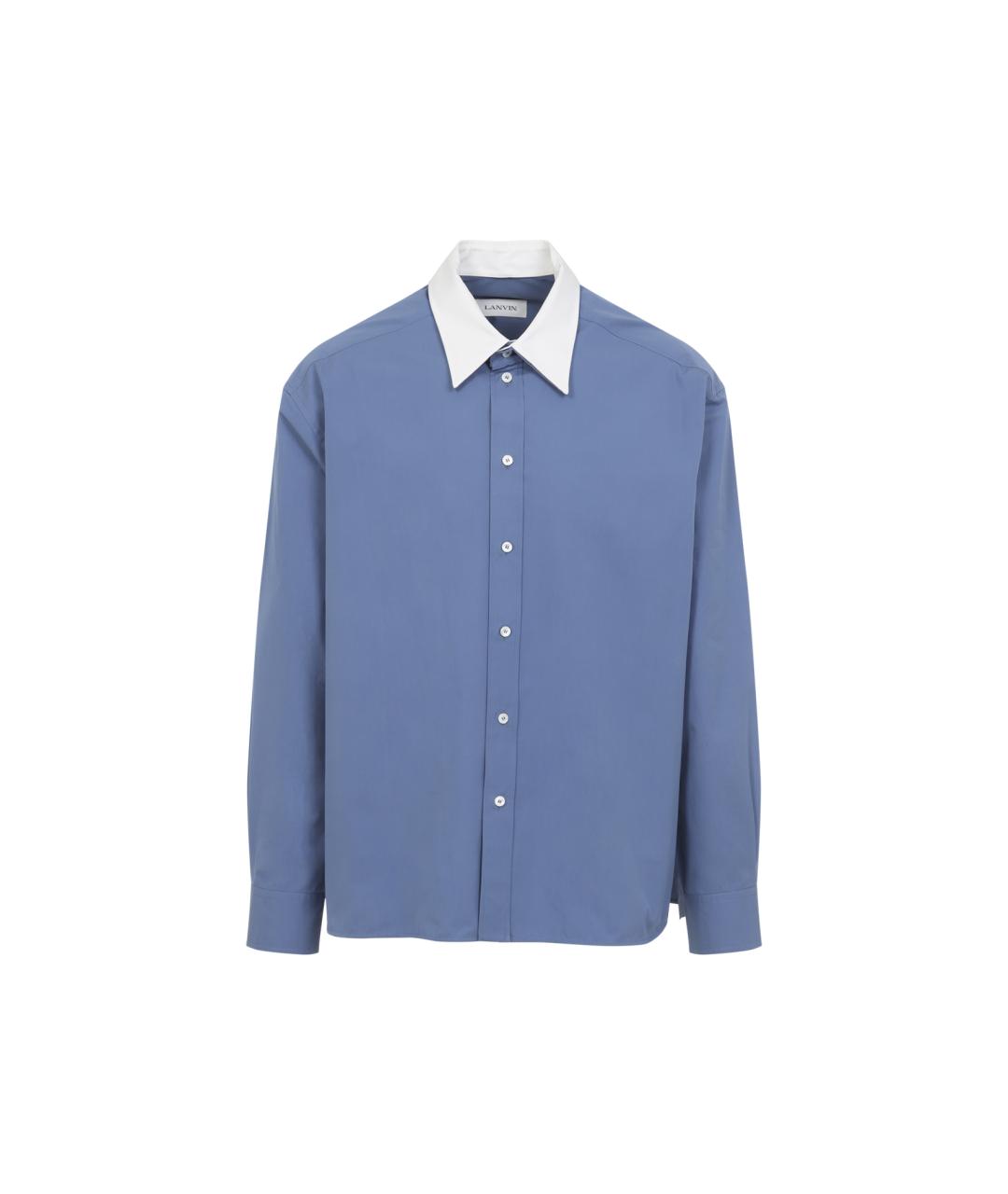 LANVIN Синяя хлопковая кэжуал рубашка, фото 1