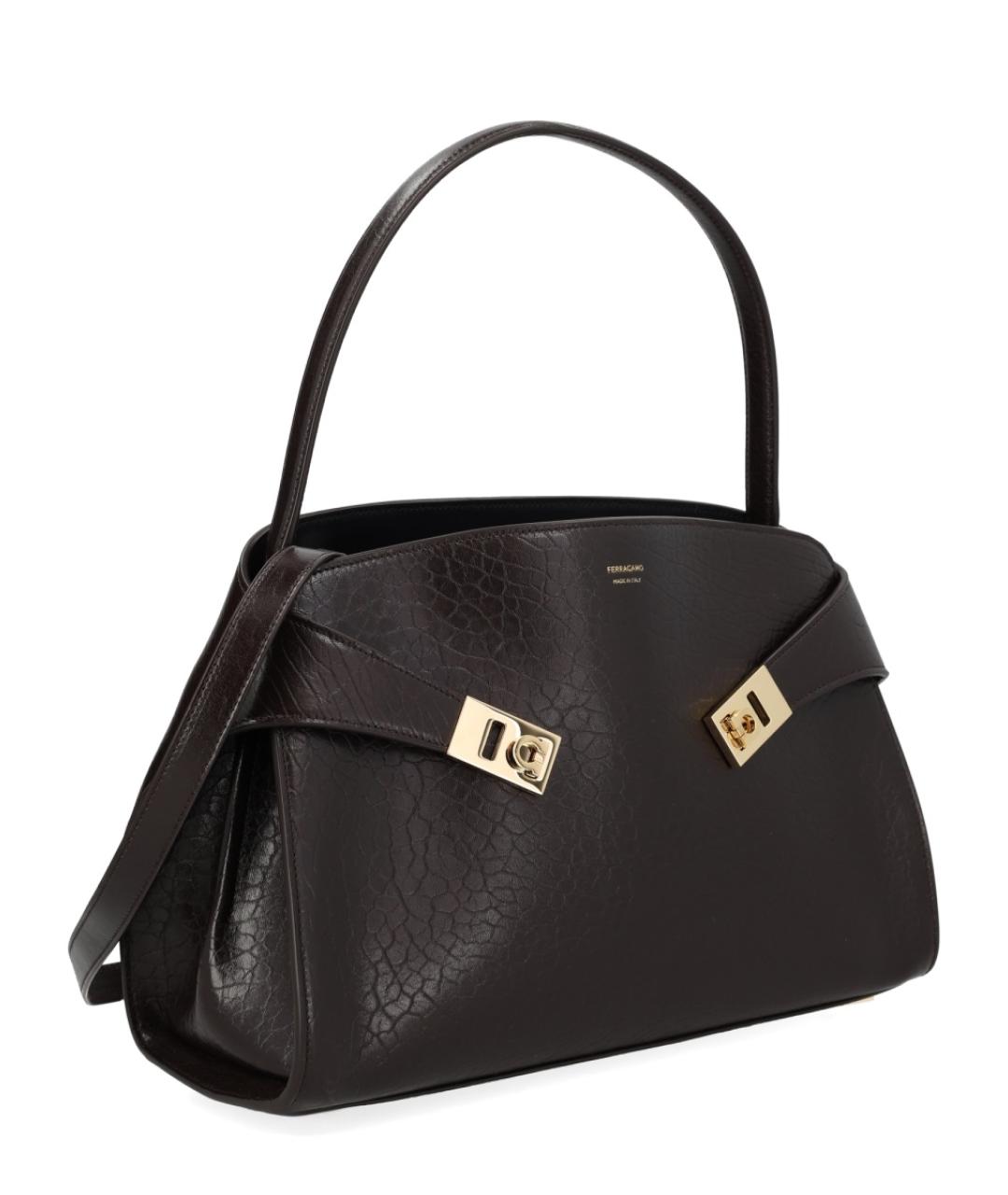 FERRAGAMO Коричневая кожаная сумка тоут, фото 4