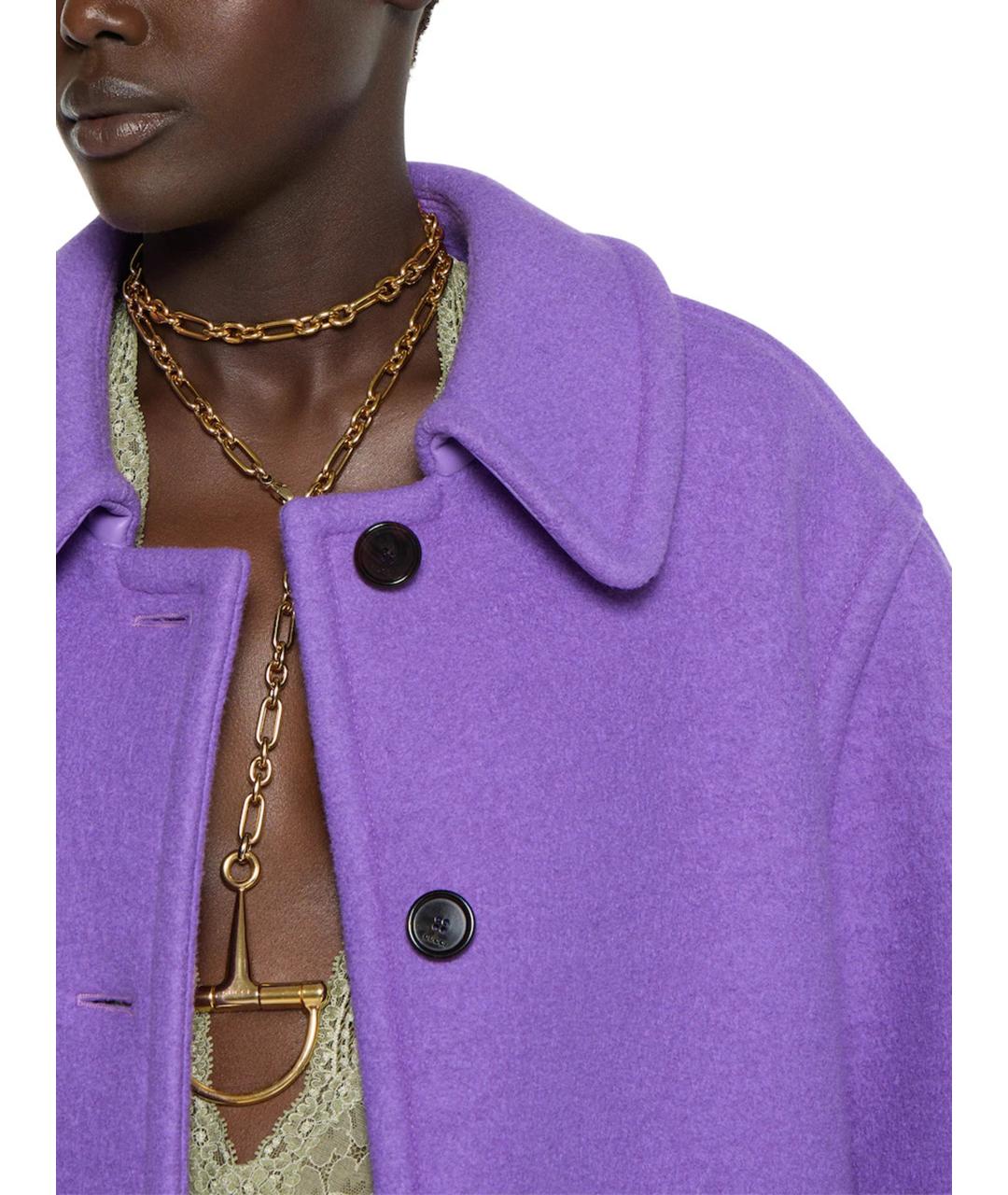 GUCCI Фиолетовое шерстяное пальто, фото 5