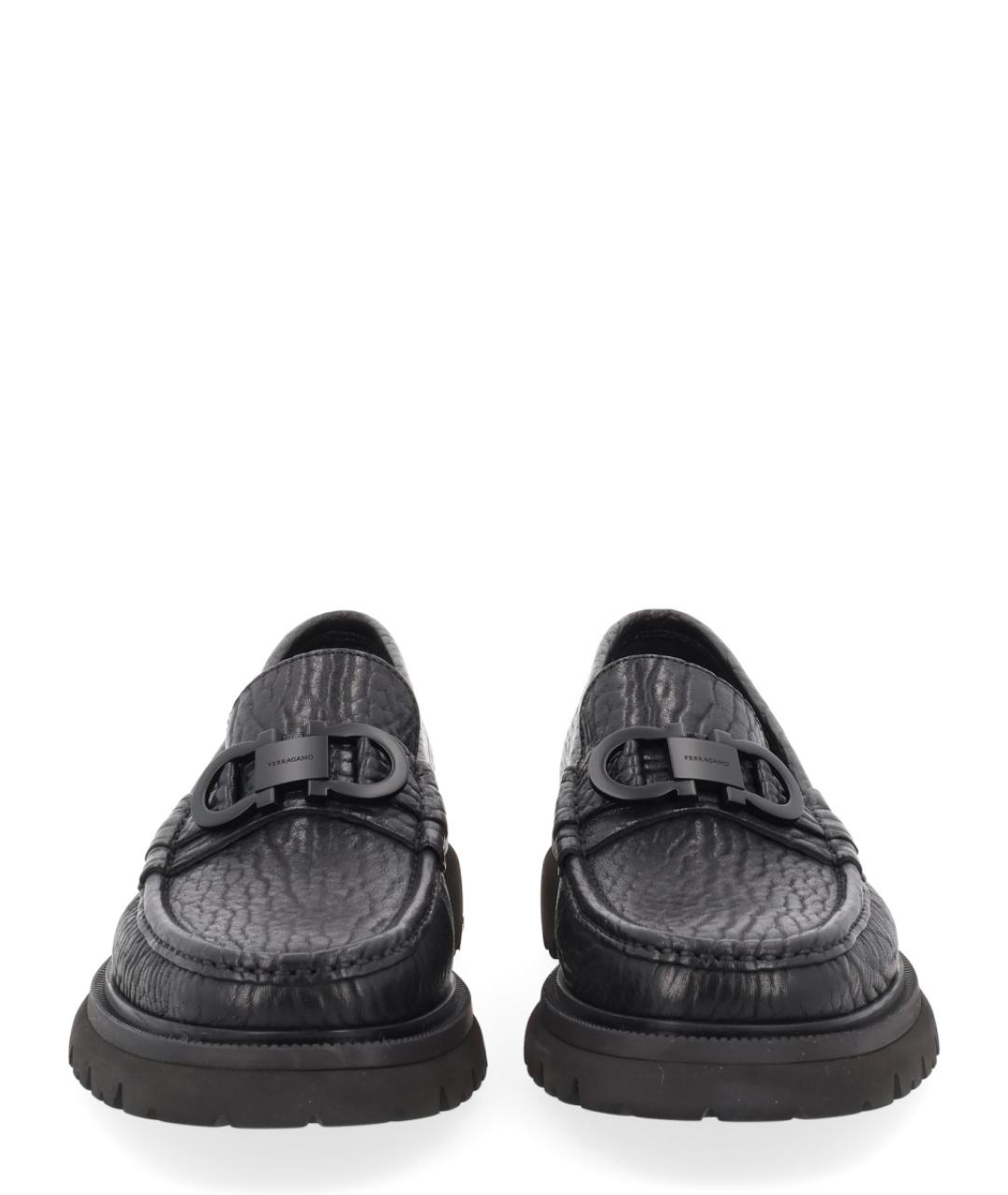FERRAGAMO Черные кожаные лоферы, фото 3