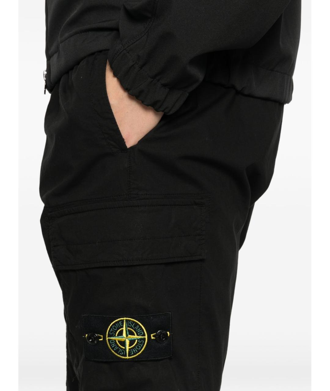 STONE ISLAND Черные хлопковые повседневные брюки, фото 3