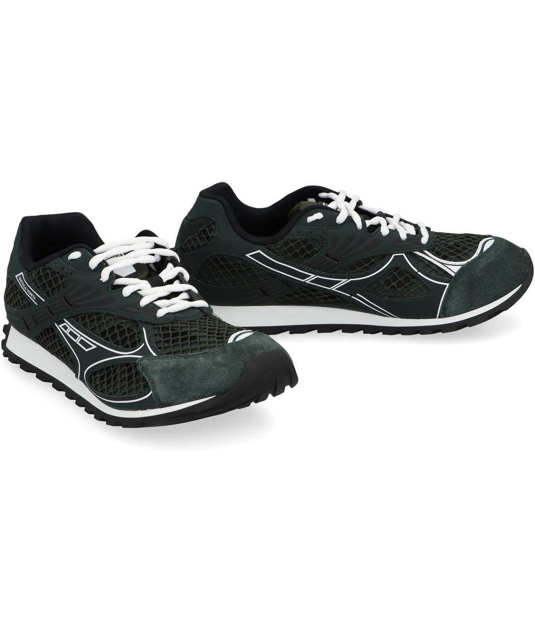 BOTTEGA VENETA Зеленые текстильные низкие кроссовки / кеды, фото 2