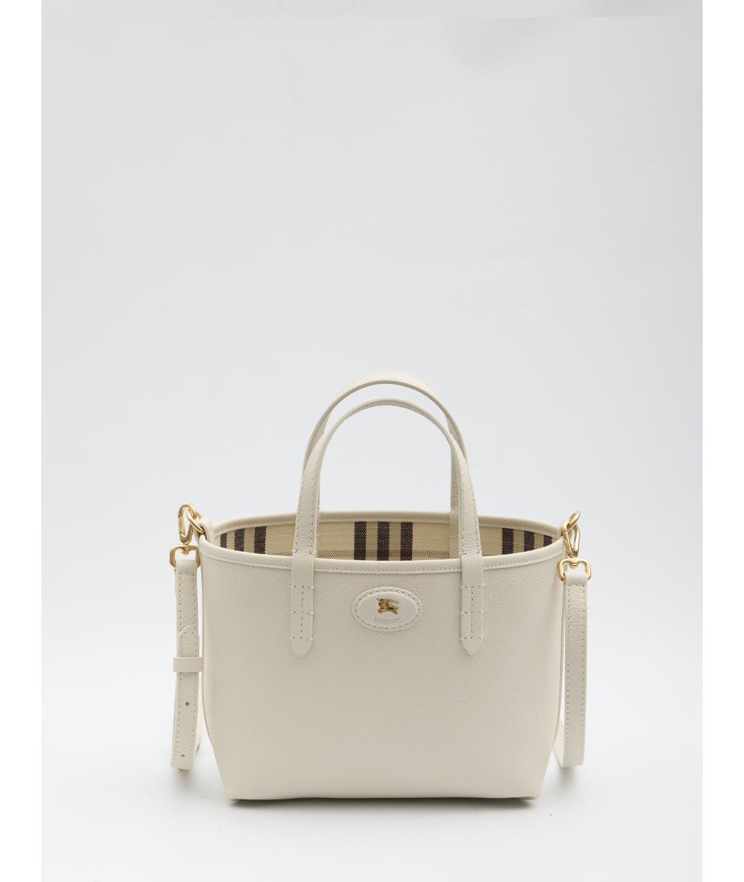 BURBERRY Бежевая кожаная сумка тоут, фото 4