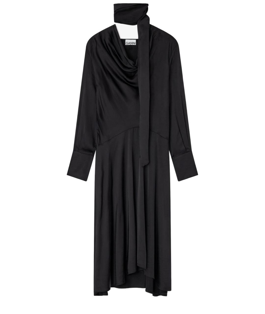 GANNI Черное вискозное повседневное платье, фото 1