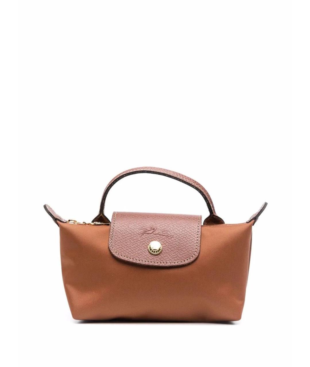 LONGCHAMP Коричневая синтетическая сумка с короткими ручками, фото 1