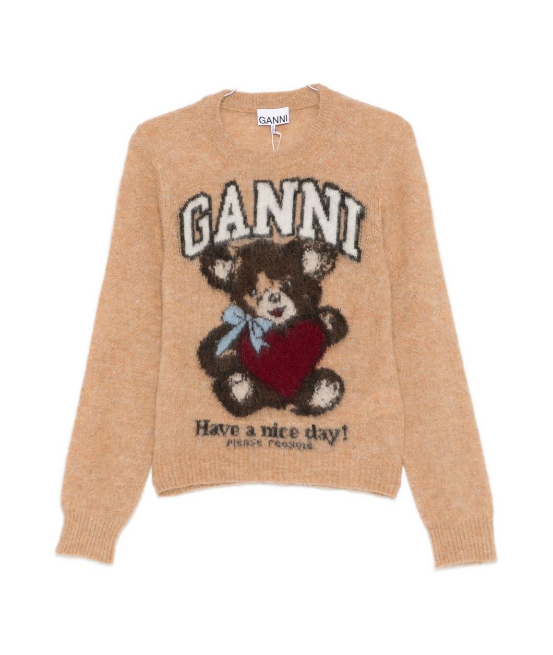 GANNI Бежевый шерстяной джемпер / свитер, фото 1