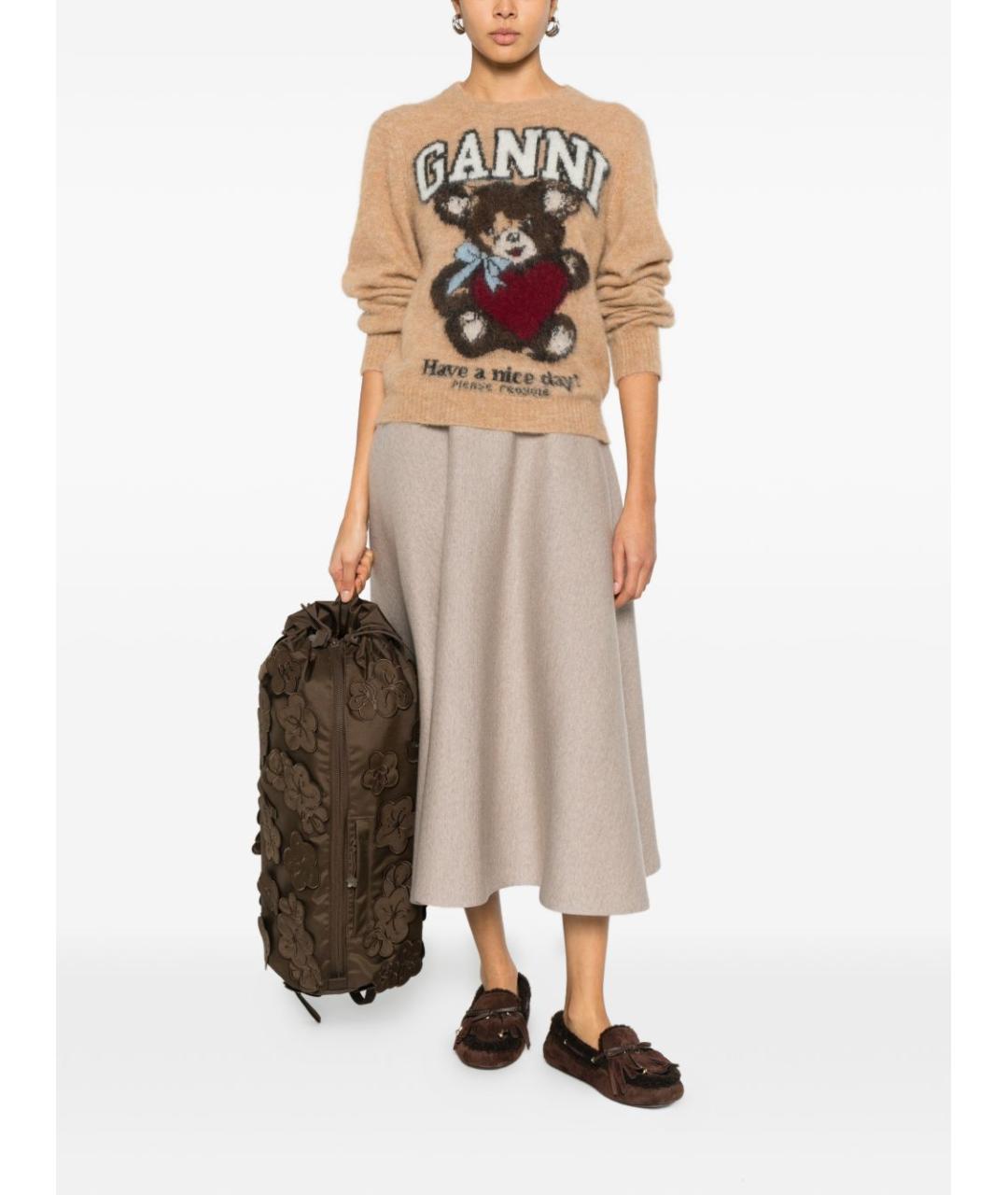 GANNI Бежевый шерстяной джемпер / свитер, фото 5