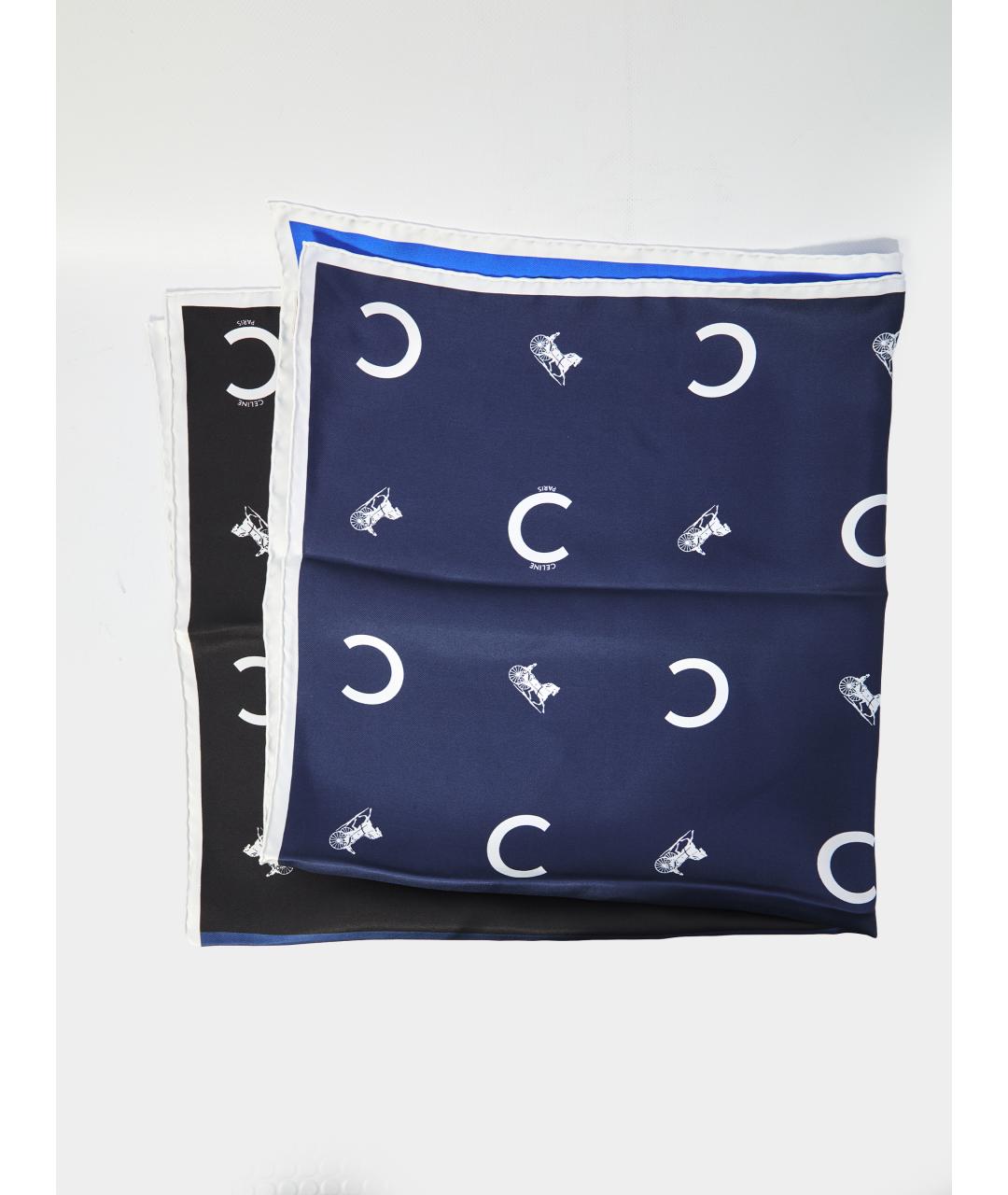 CELINE Синий шелковый шарф, фото 2