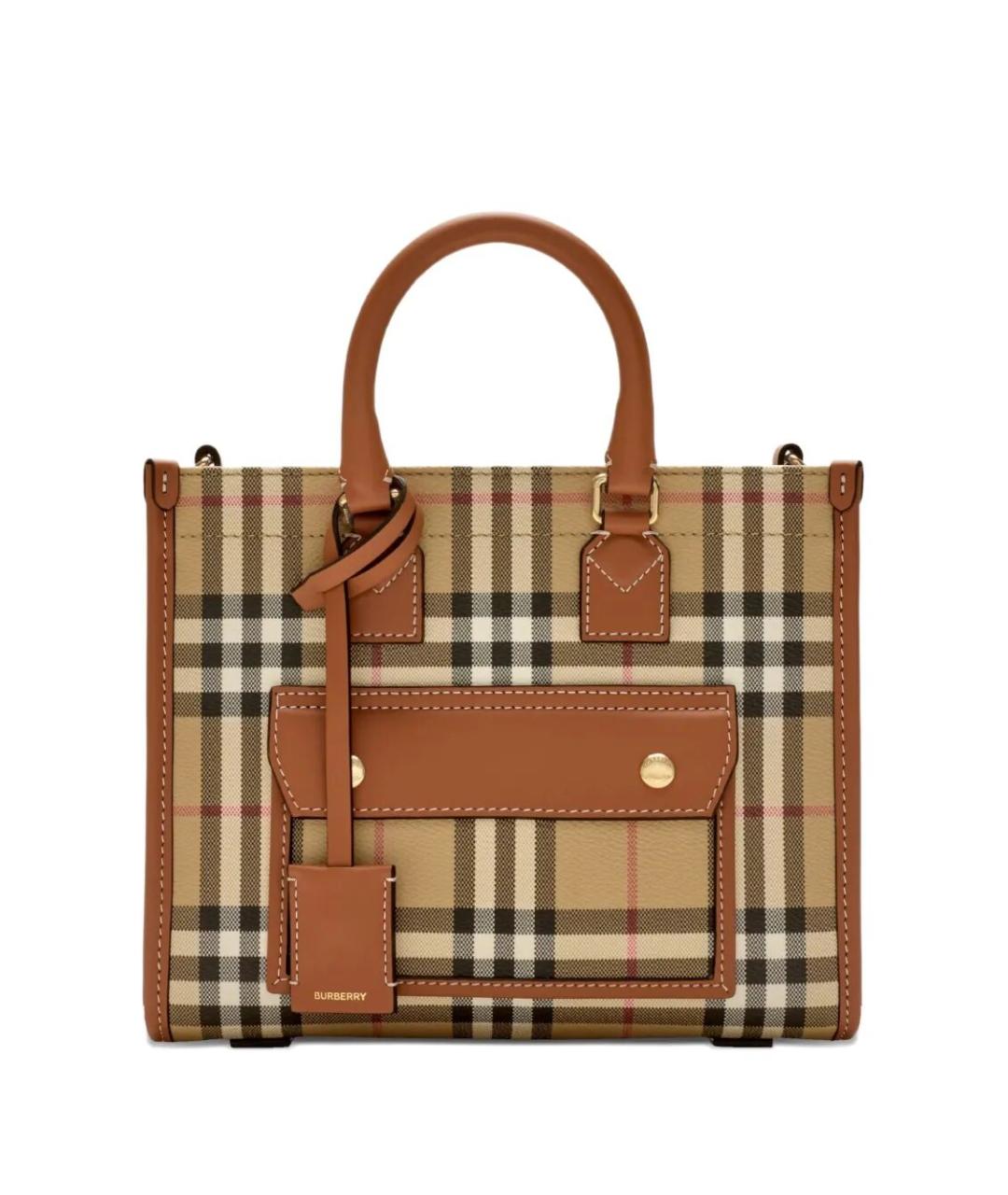 BURBERRY Коричневая сумка тоут из искусственной кожи, фото 1