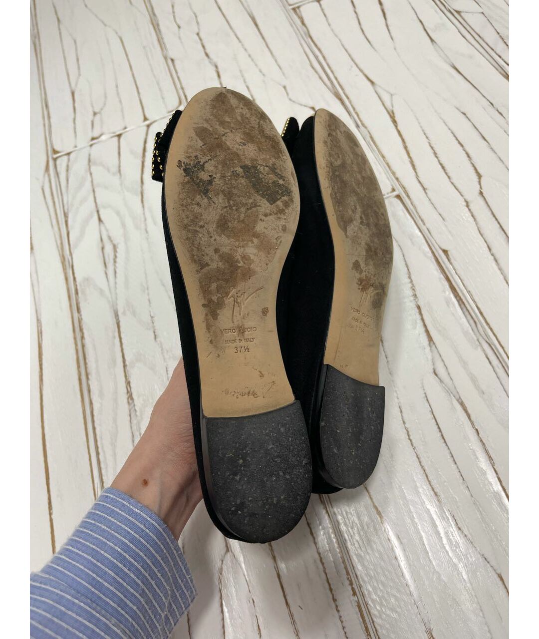 GIUSEPPE ZANOTTI DESIGN Черные нубуковые балетки, фото 6