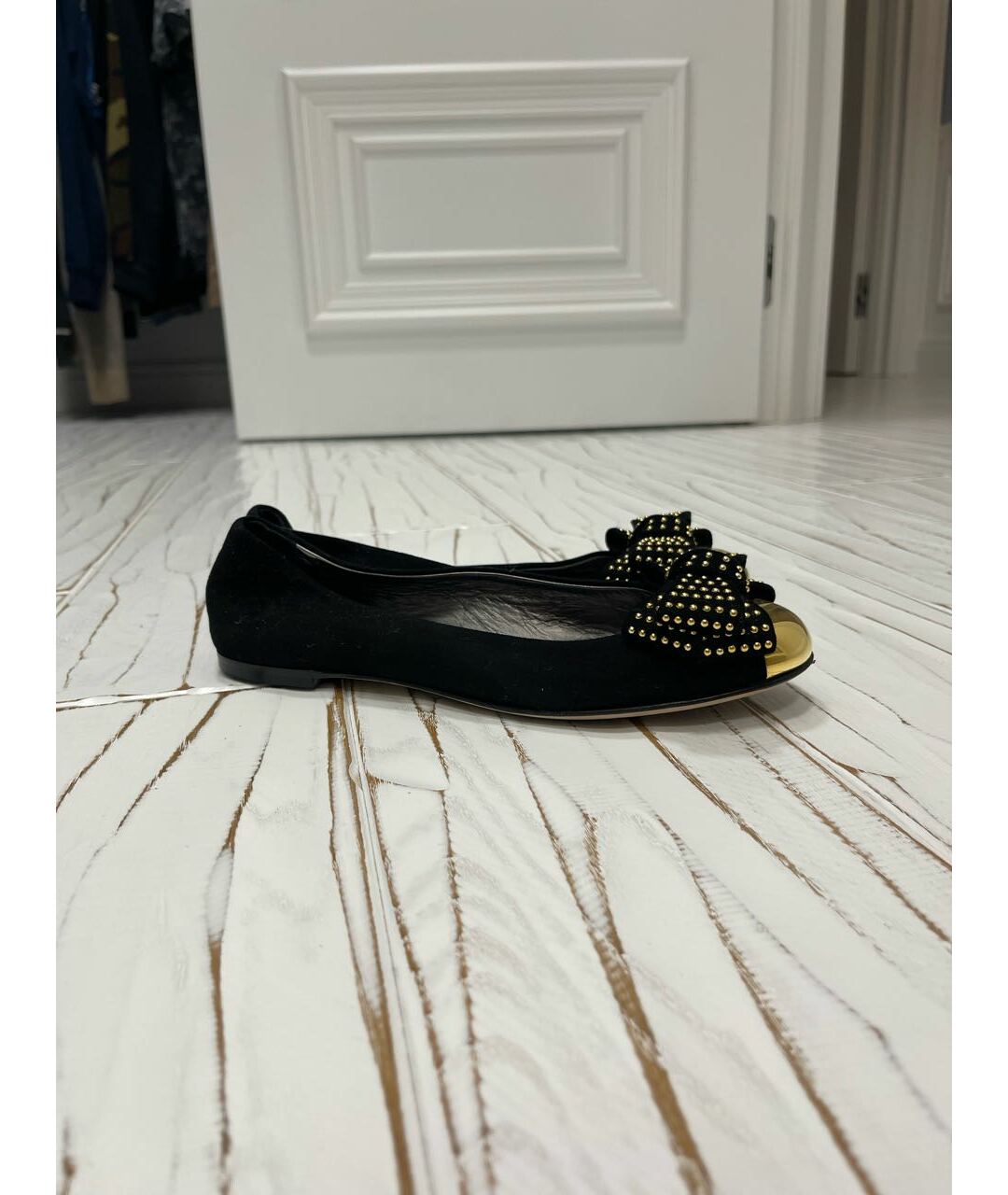 GIUSEPPE ZANOTTI DESIGN Черные нубуковые балетки, фото 8