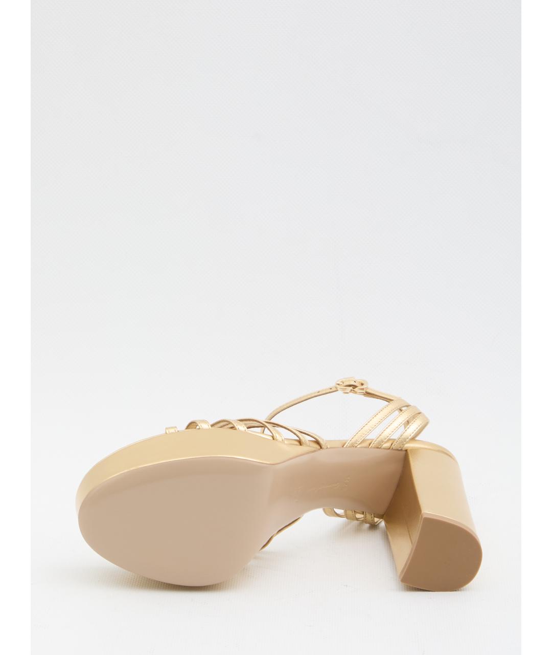 GIANVITO ROSSI Золотые кожаные босоножки, фото 4