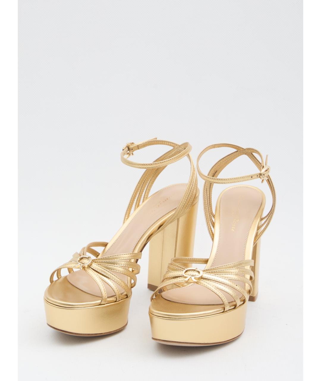 GIANVITO ROSSI Золотые кожаные босоножки, фото 2