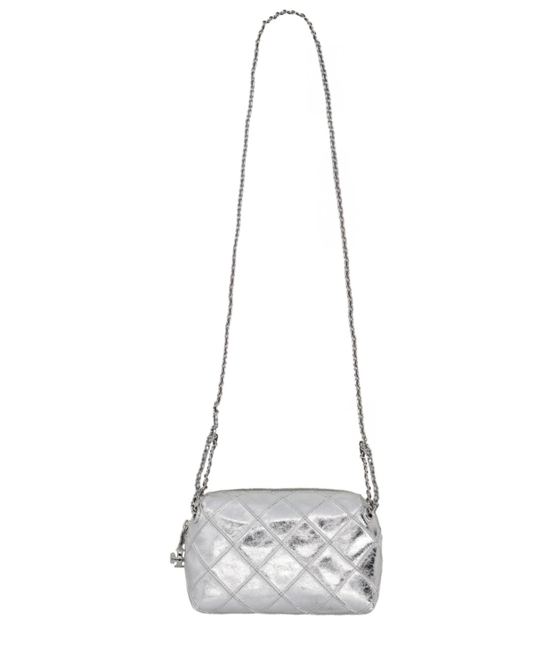 TORY BURCH Серебряная кожаная сумка через плечо, фото 1