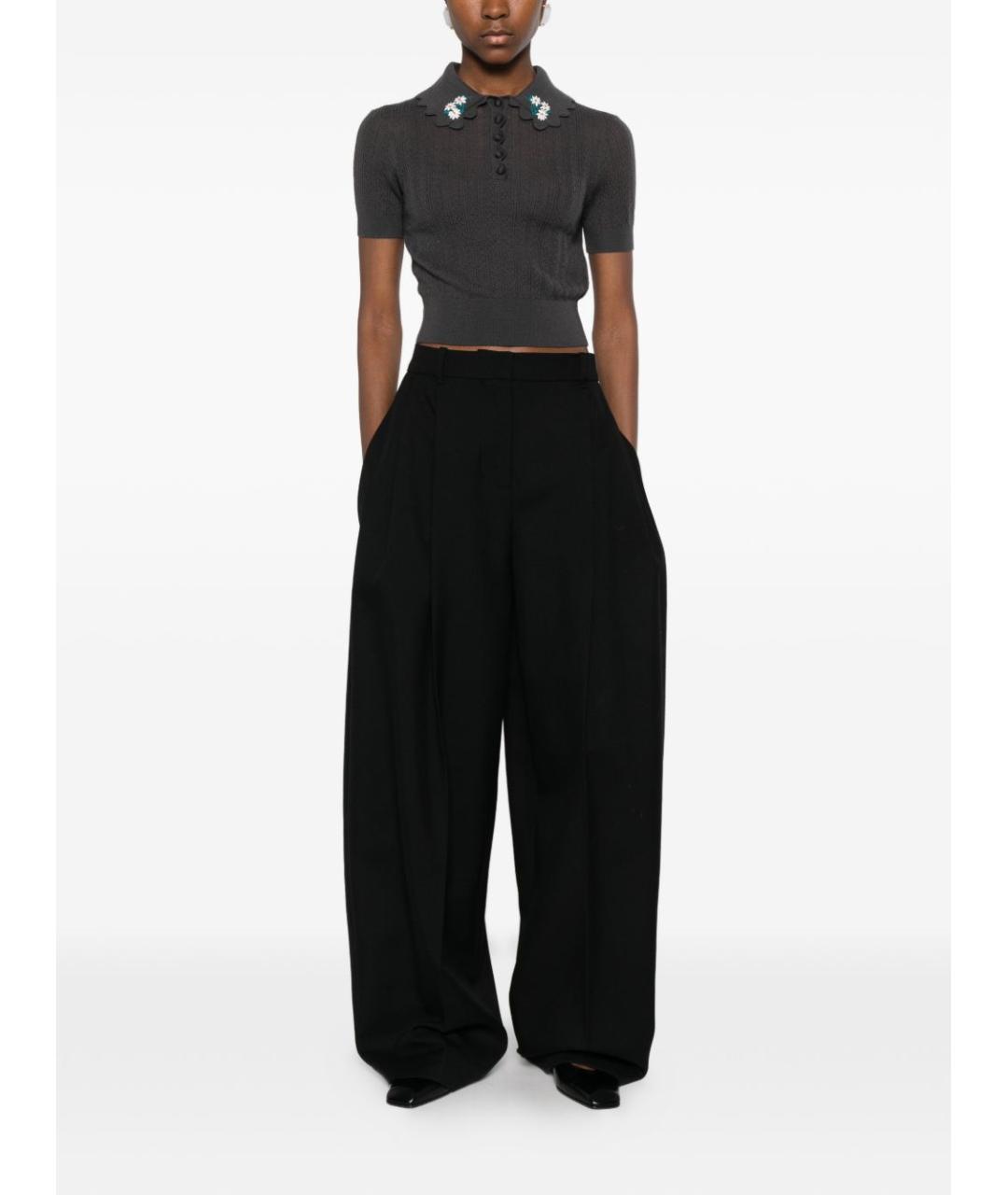 SELF-PORTRAIT Серая шерстяная футболка, фото 3