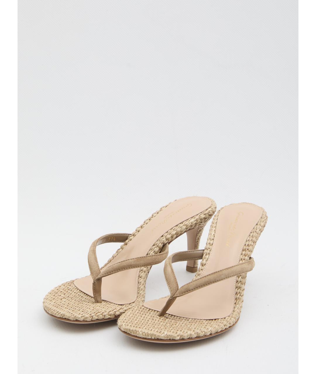 GIANVITO ROSSI Бежевые кожаные босоножки, фото 2