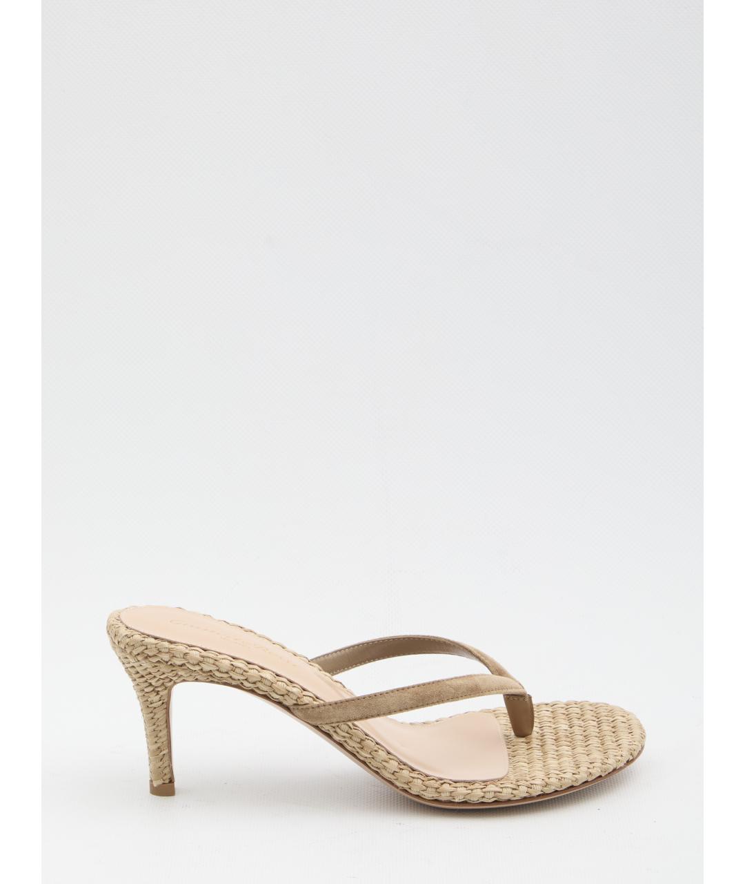 GIANVITO ROSSI Бежевые кожаные босоножки, фото 4