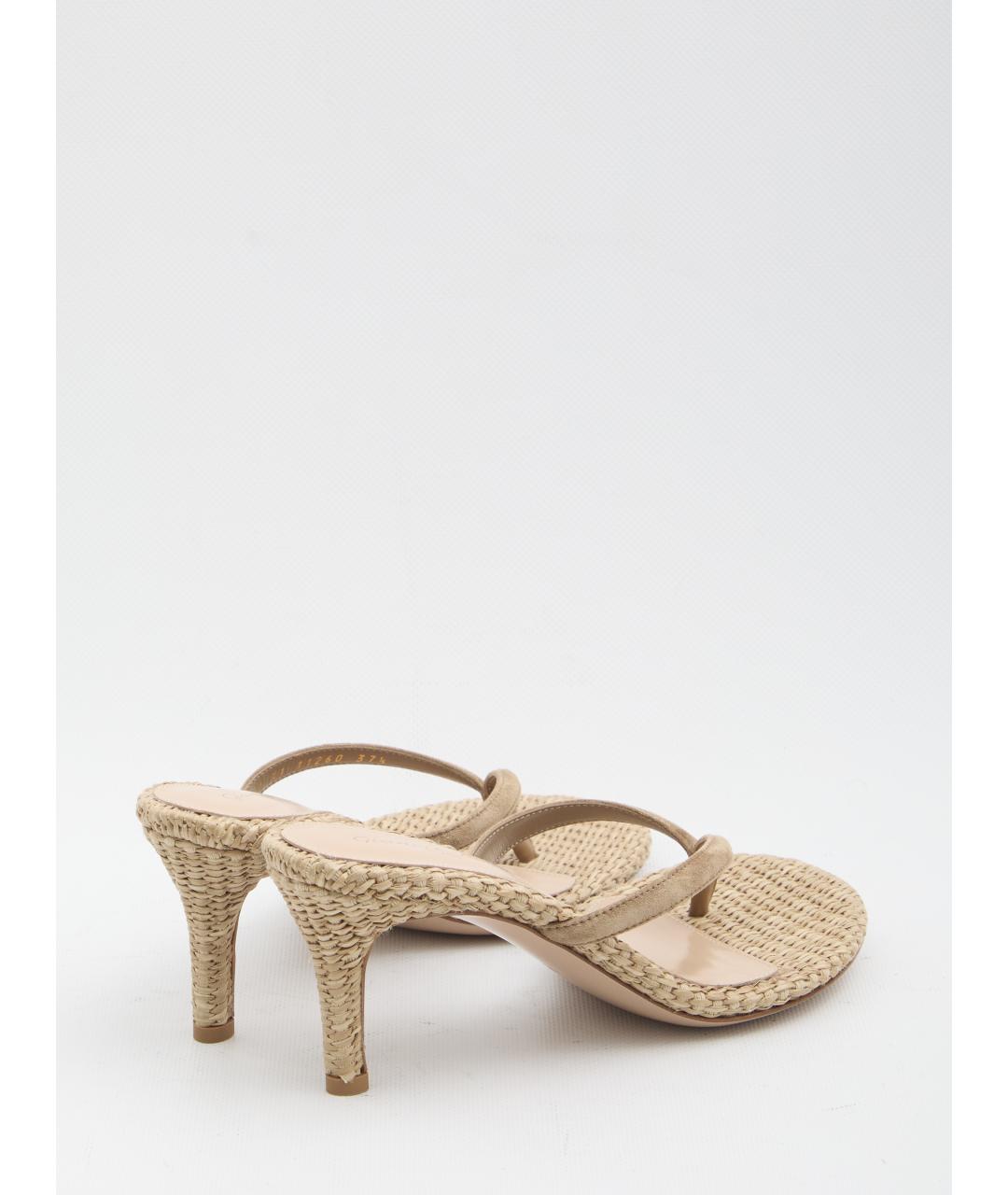 GIANVITO ROSSI Бежевые кожаные босоножки, фото 3