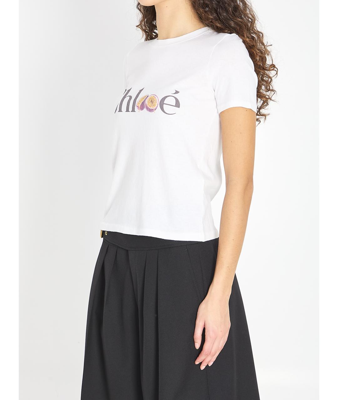 CHLOE Белая хлопковая футболка, фото 2