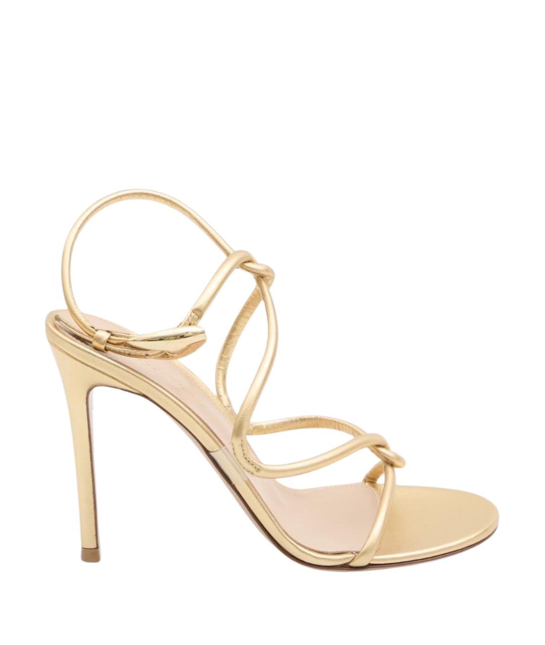 GIANVITO ROSSI Золотые кожаные босоножки, фото 1