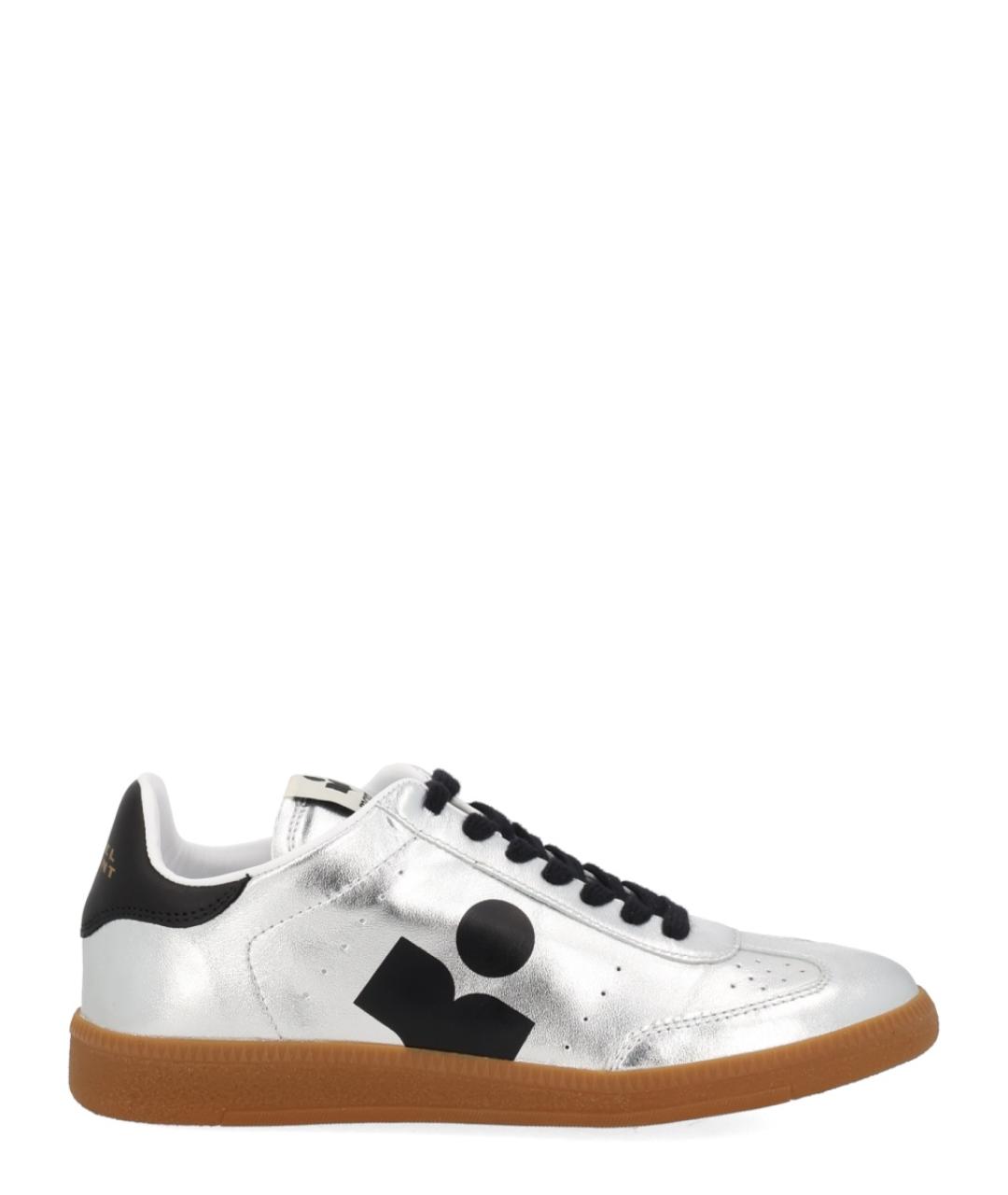 ISABEL MARANT Серебряные кожаные кеды, фото 1