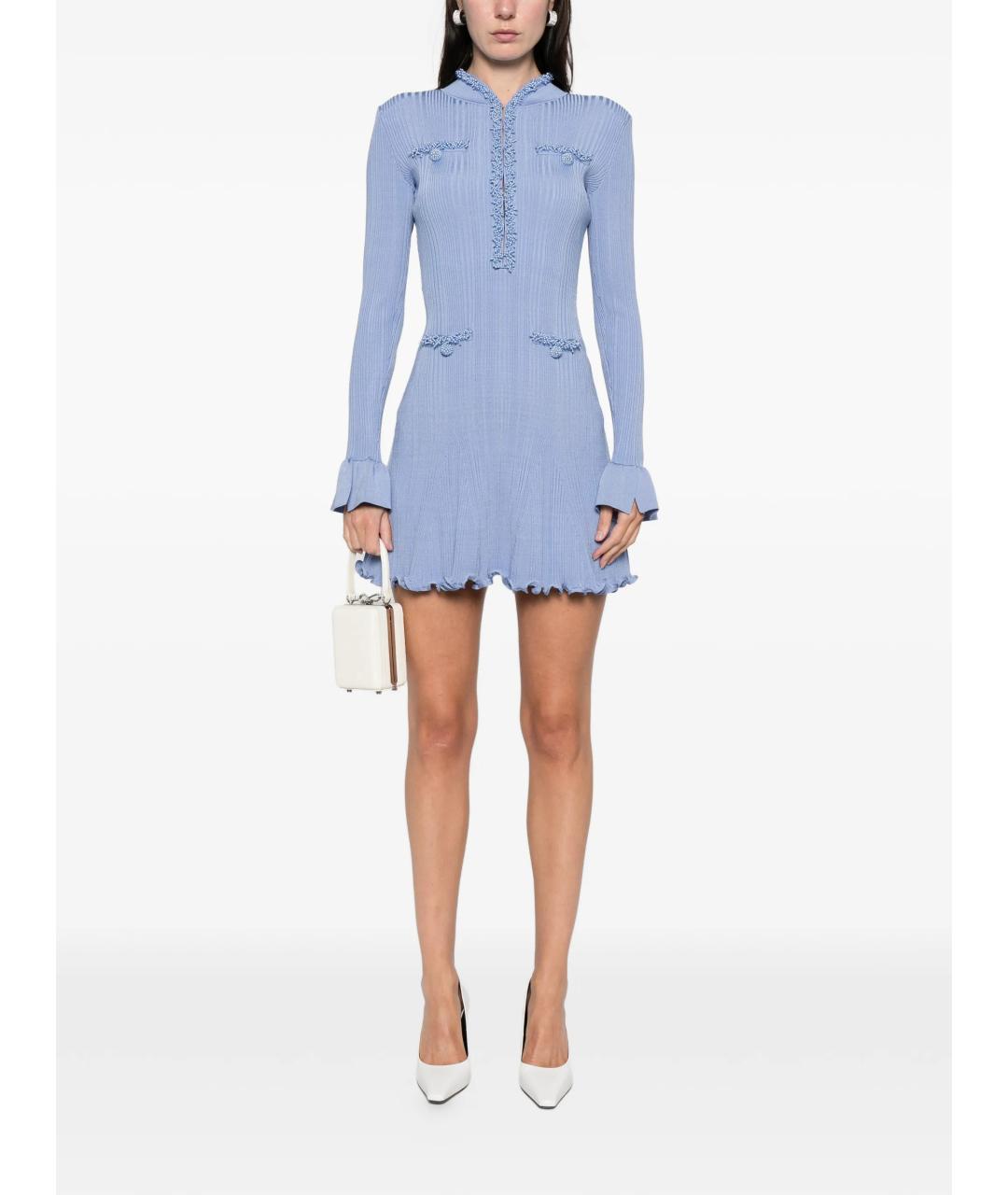 SELF-PORTRAIT Синее шелковое повседневное платье, фото 2