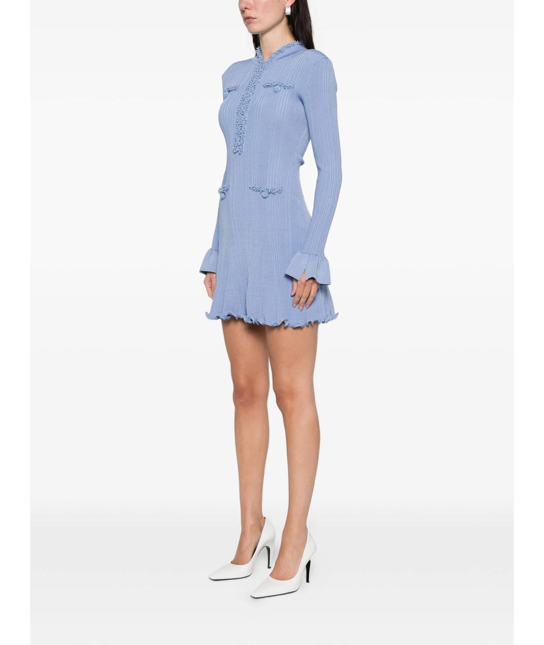 SELF-PORTRAIT Синее шелковое повседневное платье, фото 3