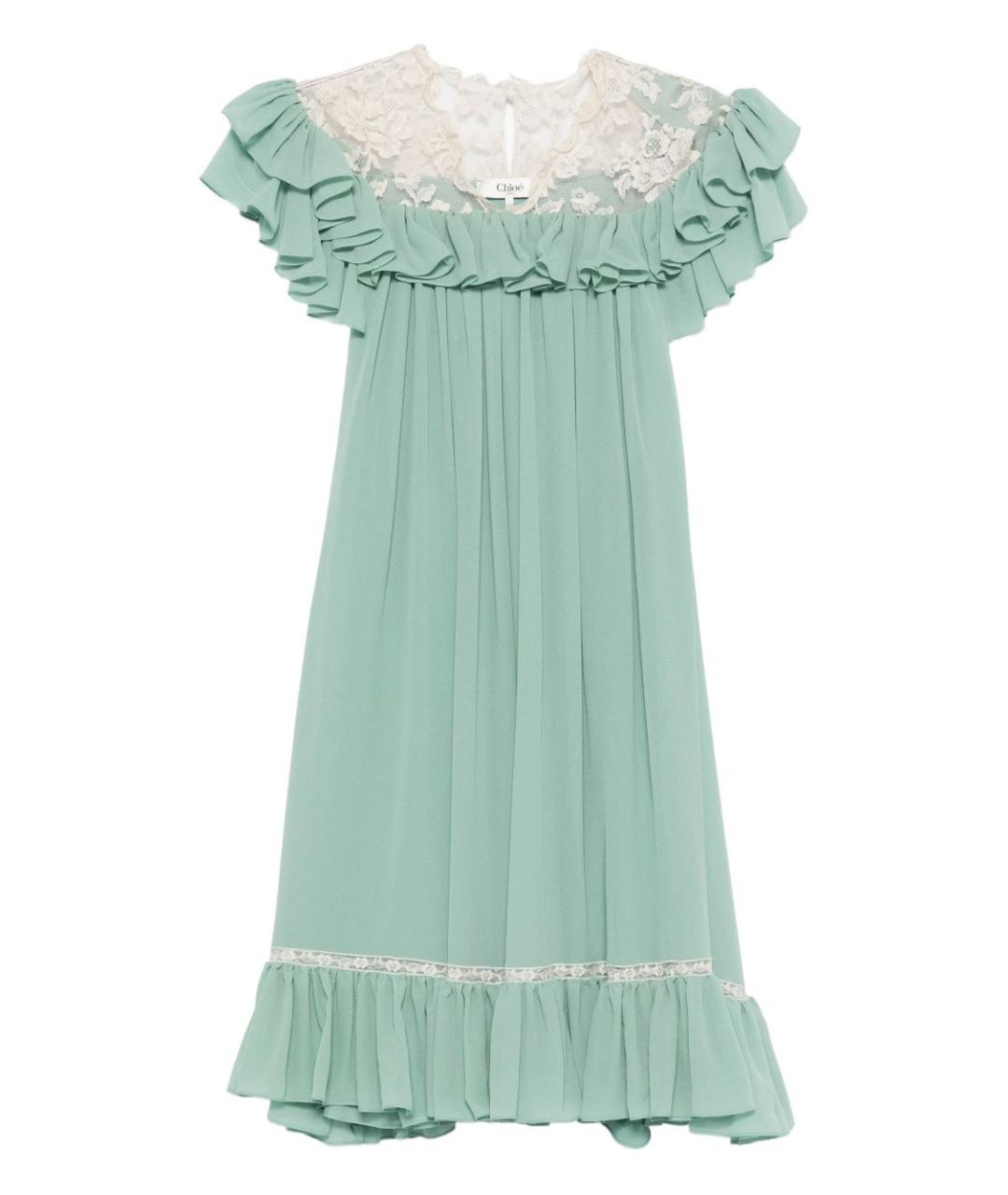 CHLOE Зеленые шелковое повседневное платье, фото 1