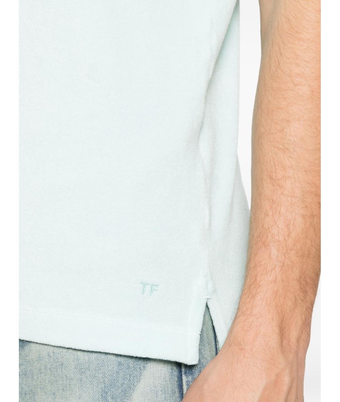 TOM FORD Голубое хлопковое поло с коротким рукавом, фото 5