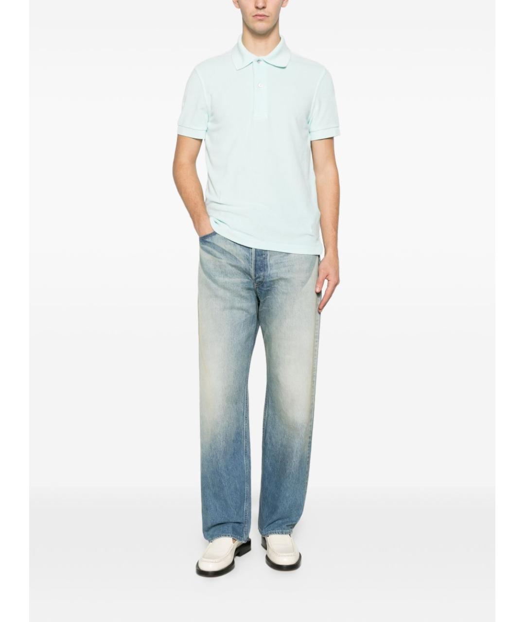TOM FORD Голубое хлопковое поло с коротким рукавом, фото 3