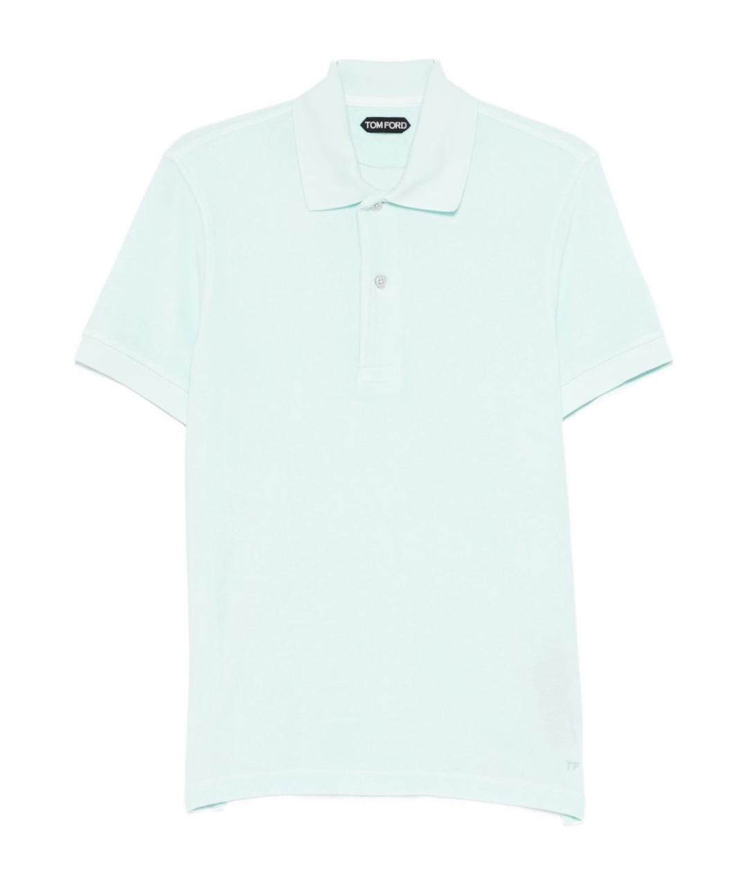 TOM FORD Голубое хлопковое поло с коротким рукавом, фото 1