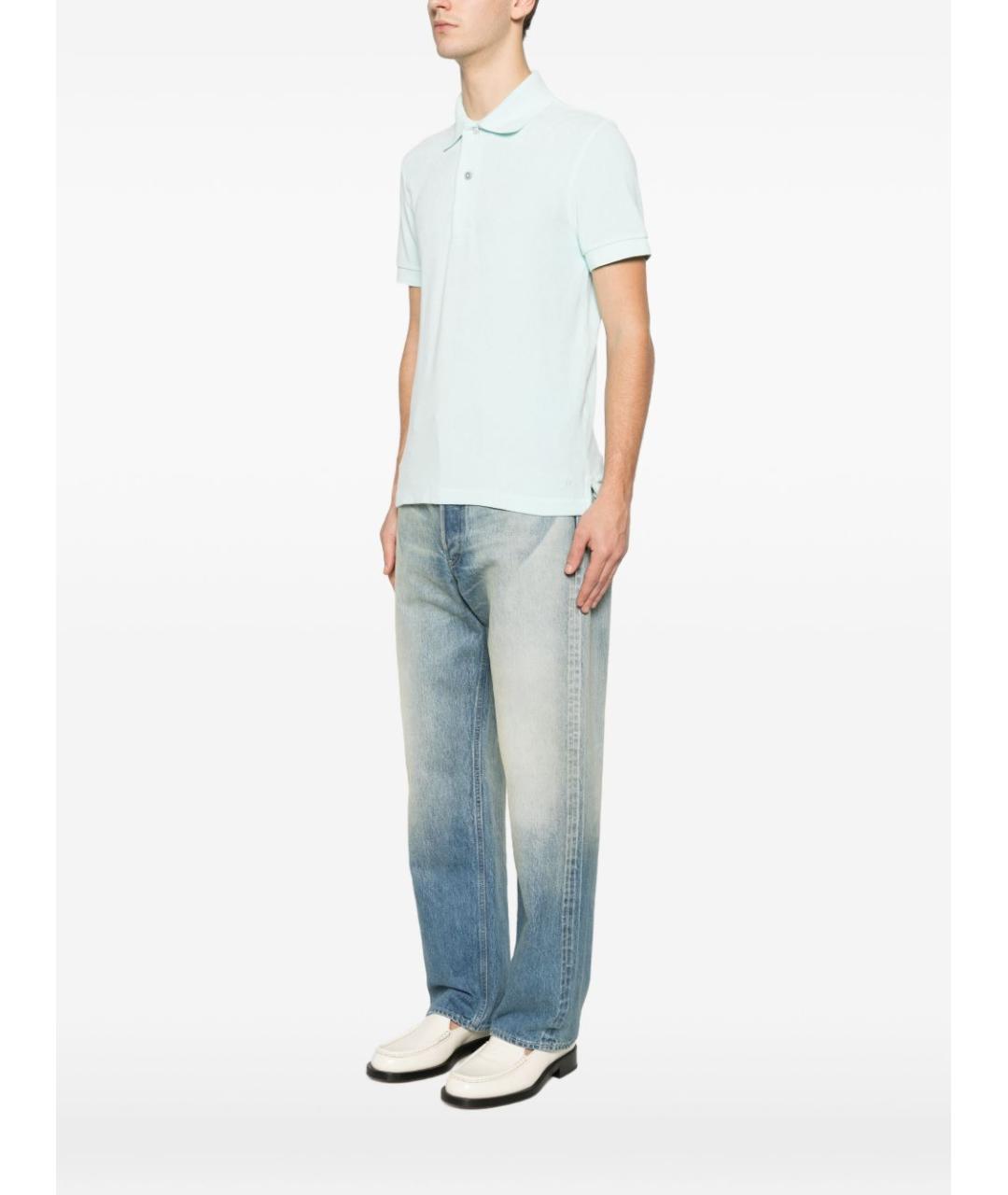 TOM FORD Голубое хлопковое поло с коротким рукавом, фото 2