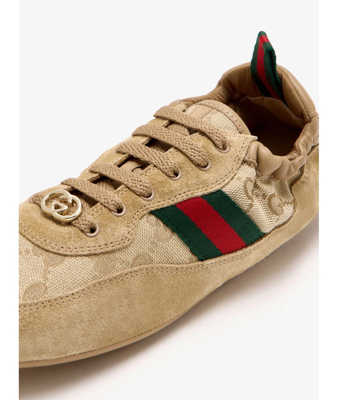 GUCCI Бежевые кожаные кроссовки, фото 2
