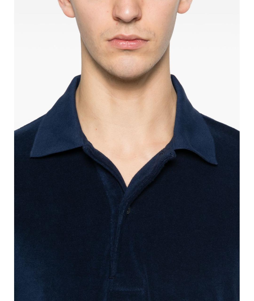 TOM FORD Синее хлопковое поло с коротким рукавом, фото 4