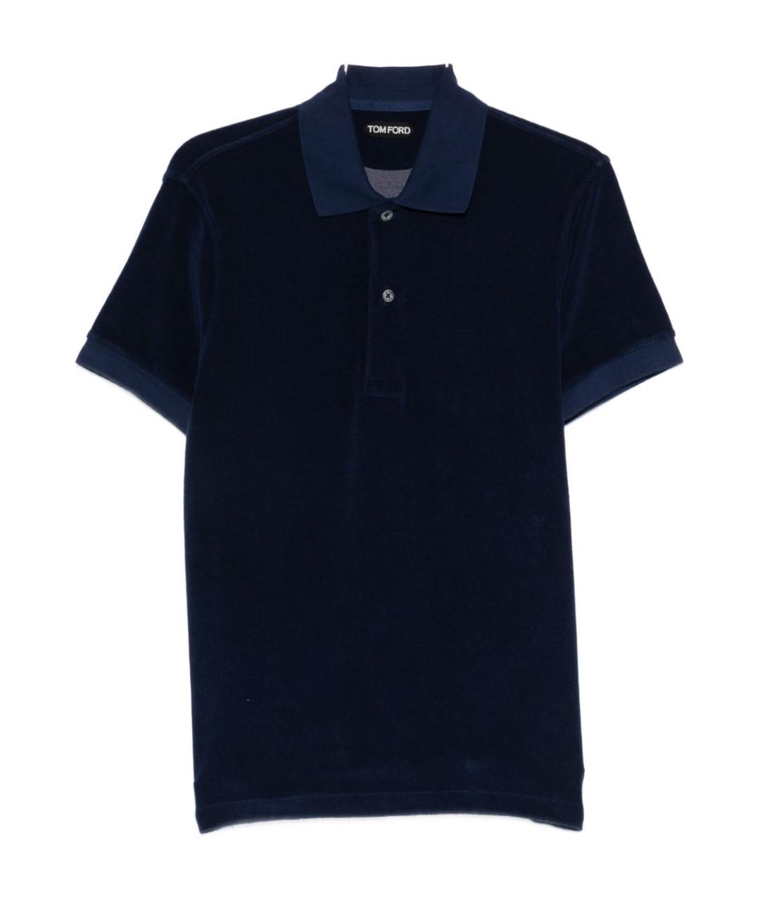 TOM FORD Синее хлопковое поло с коротким рукавом, фото 1