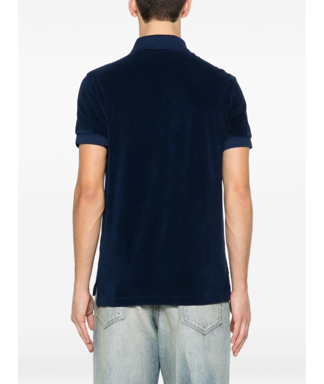 TOM FORD Синее хлопковое поло с коротким рукавом, фото 3