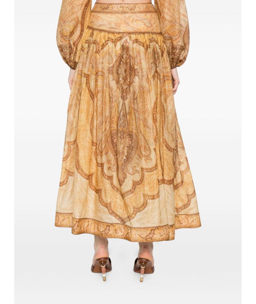 ZIMMERMANN Бежевая хлопковая юбка миди, фото 3