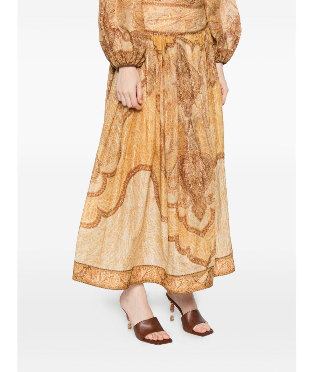 ZIMMERMANN Бежевая хлопковая юбка миди, фото 2