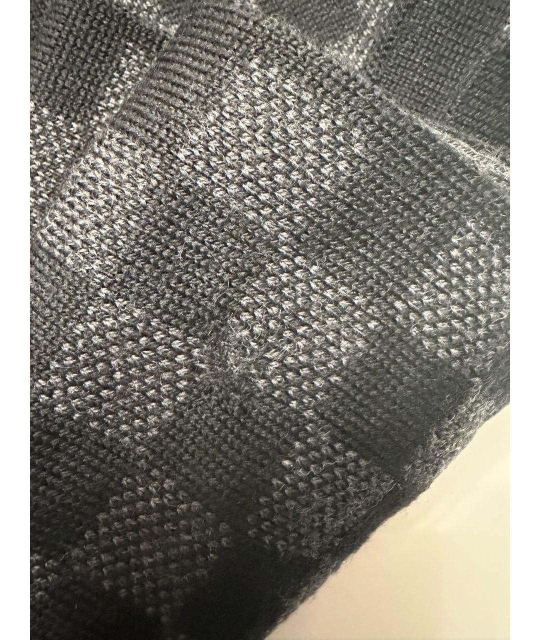 LOUIS VUITTON Антрацитовый шерстяной шарф, фото 3