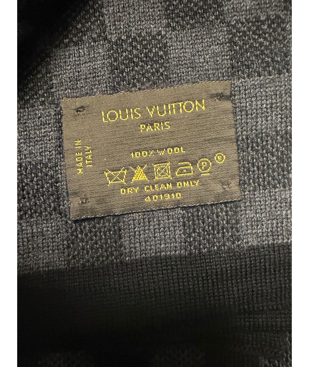 LOUIS VUITTON Антрацитовый шерстяной шарф, фото 2