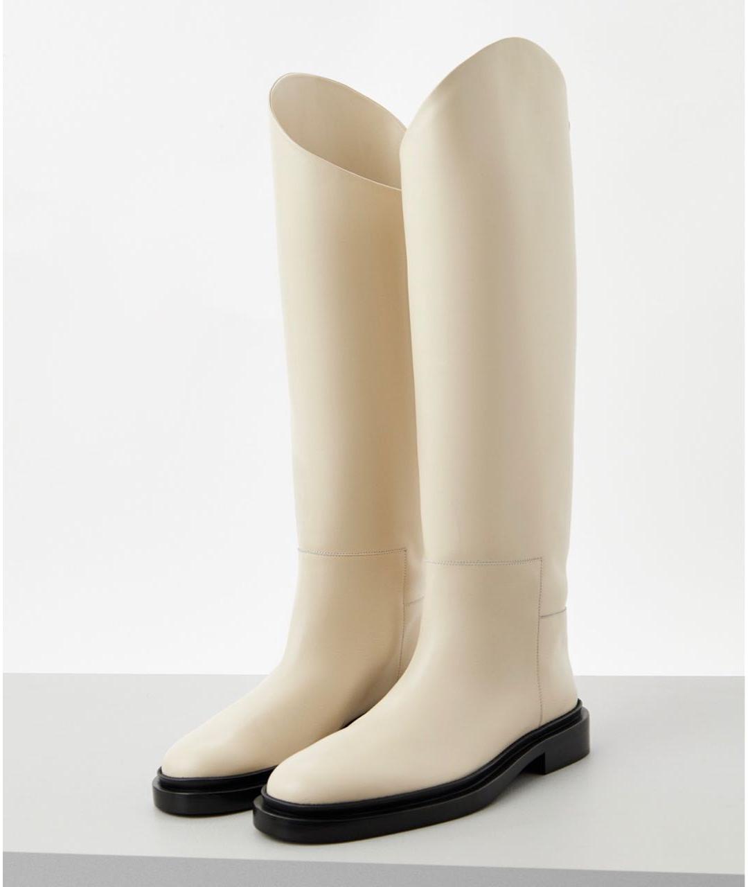 JIL SANDER Бежевые кожаные сапоги, фото 2