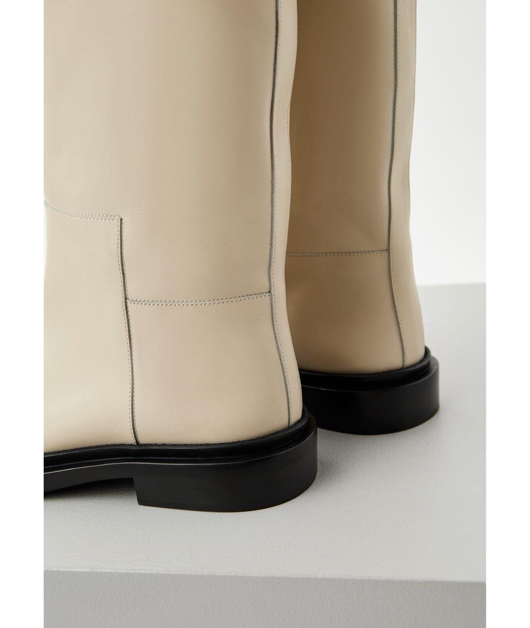 JIL SANDER Бежевые кожаные сапоги, фото 4