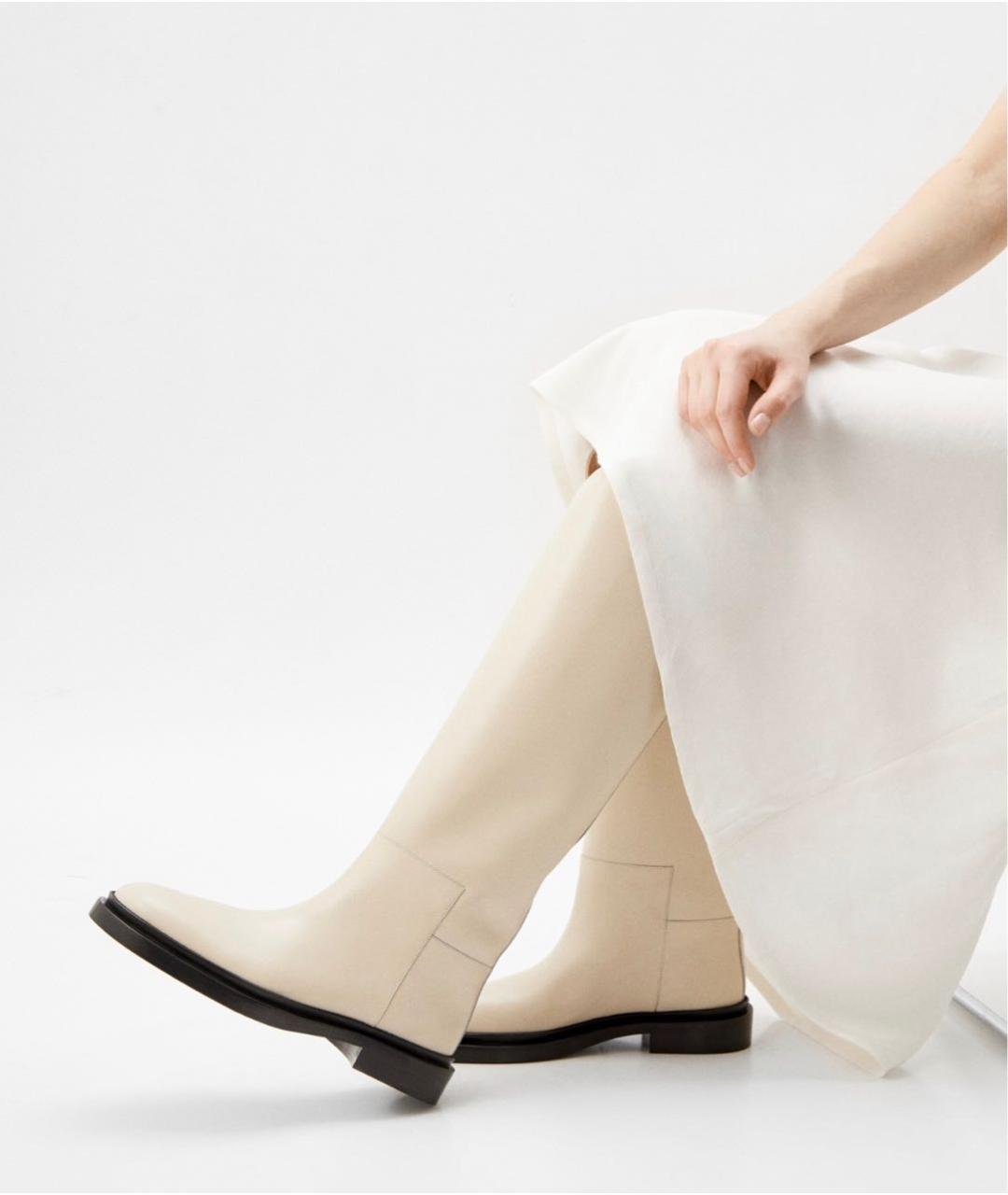 JIL SANDER Бежевые кожаные сапоги, фото 5