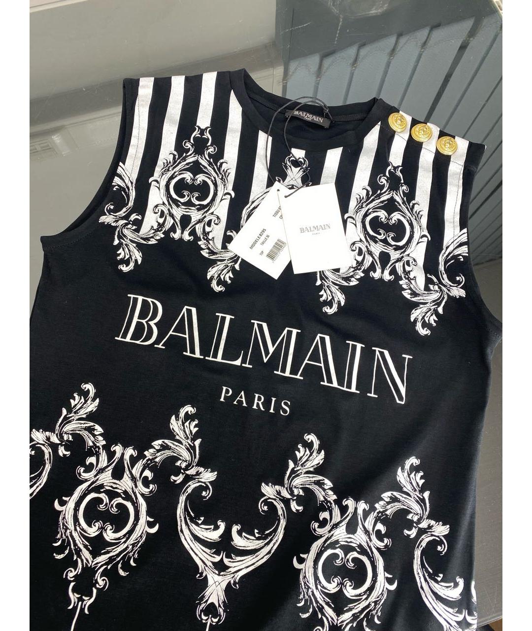 BALMAIN Черная хлопковая майка, фото 4