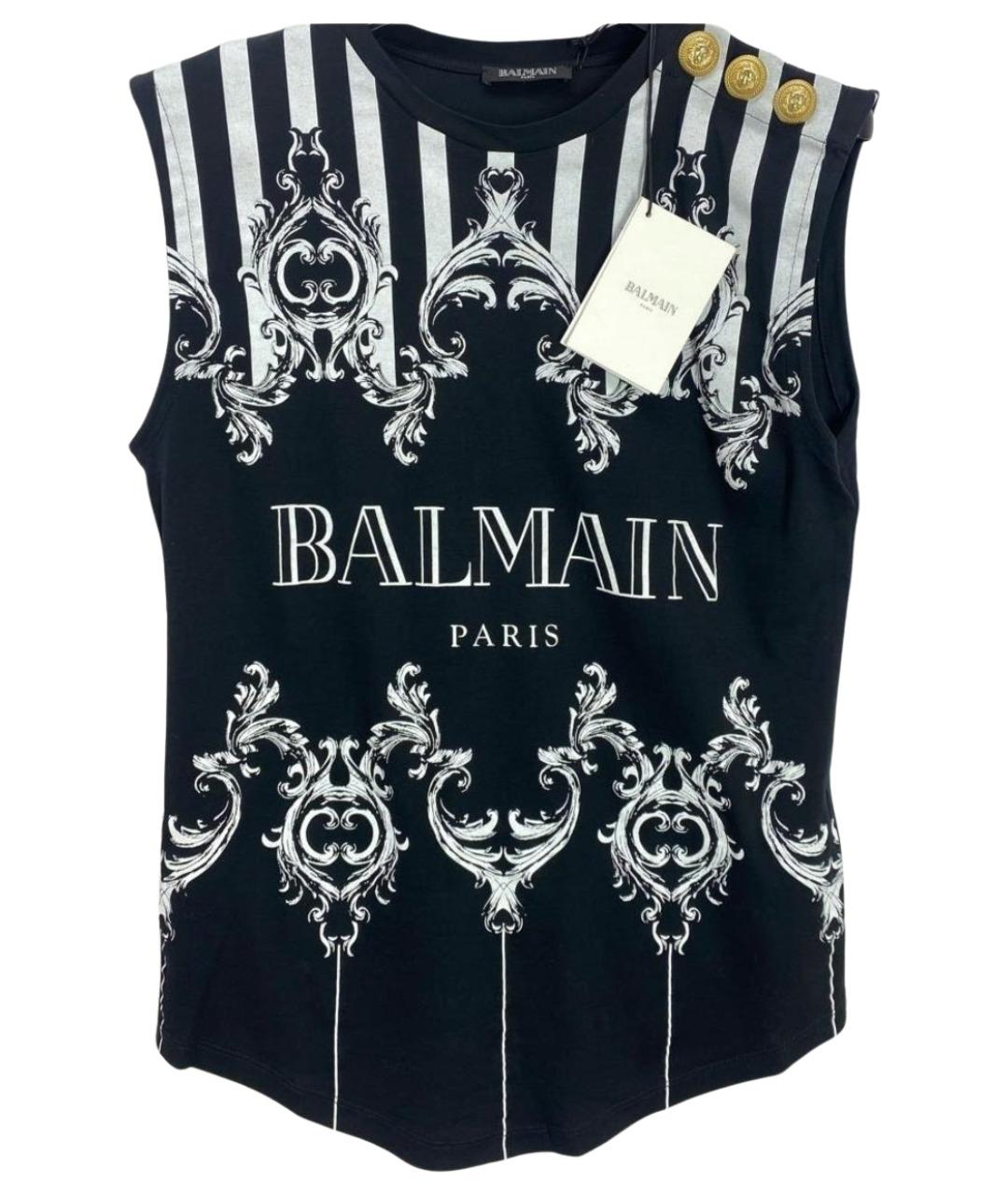 BALMAIN Черная хлопковая майка, фото 1