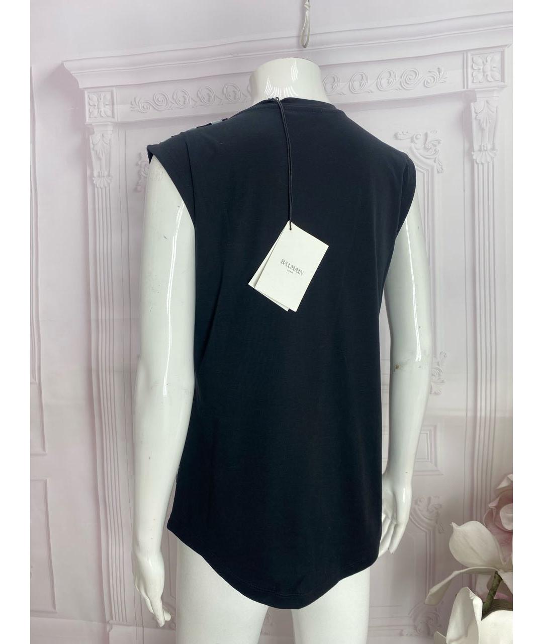 BALMAIN Черная хлопковая майка, фото 3