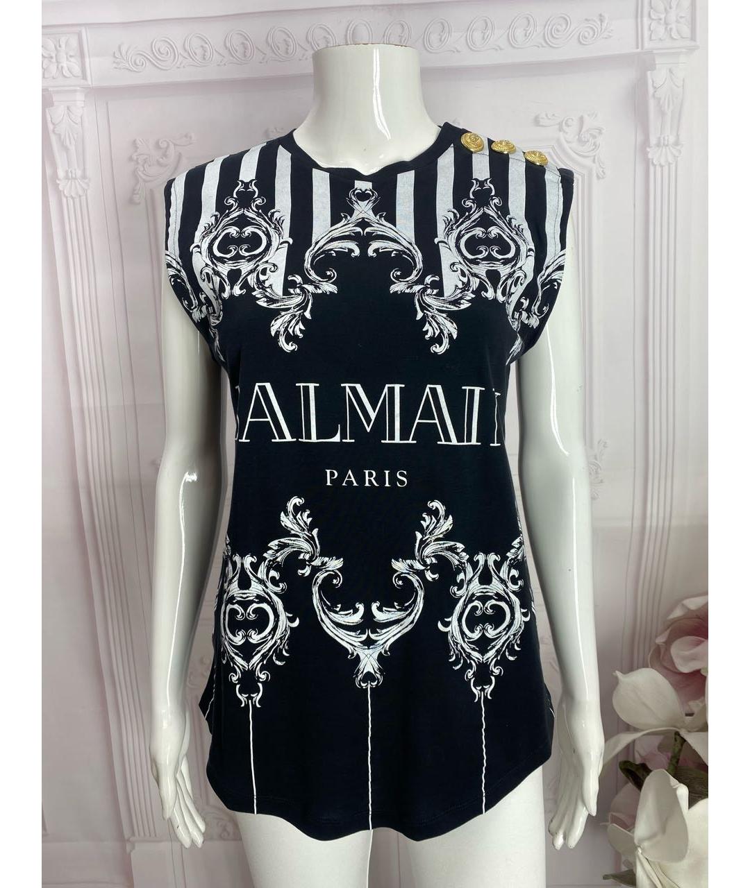 BALMAIN Черная хлопковая майка, фото 6